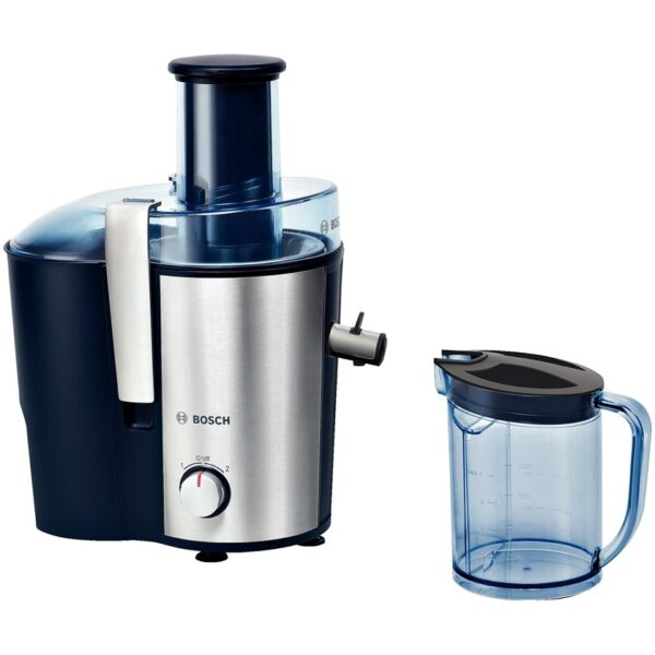 Storcator de fructe si legume Bosch MES3500, 700 W, Disc razuire ceramic, 2 viteze, 1.5 l, Argintiu/Albastru