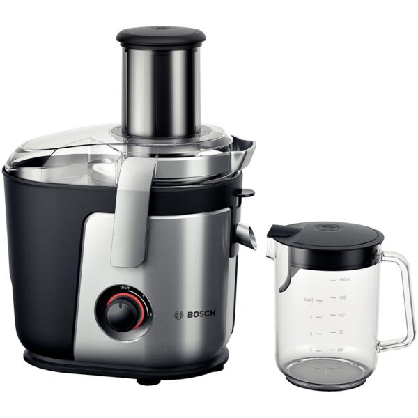 Storcator de fructe si legume Bosch MES4000, 1000 W, Disc razuire ceramic, 2 viteze, 1.5 l, Argintiu/Negru