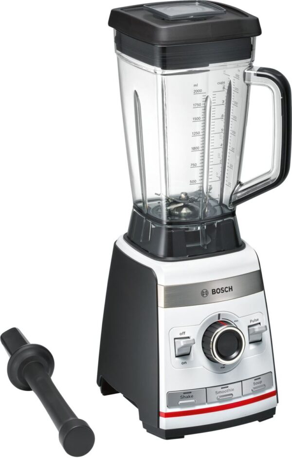 Blender Bosch VitaBoost MMMBH4P3W, 1600W, 31500 rpm, 2 l, Pulse, vas Tritan, Alb/Negru