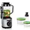 Blender Bosch Vitamaxx MMBV625M, 1000 W, 1.5 L, Lame inox, Funcție "auto", Funcție puls, Zdrobire gheata, Funcție vidare, Sticlă ToGo 0.5 L, Vase etanșare în vid (1.5l, 0.75l), Argintiu