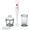 Blender Bosch CleverMixx MSM14200, 400 W, QuattroBlade, 1 viteza, minitocator cu capac, vas gradat, Alb/Rosu