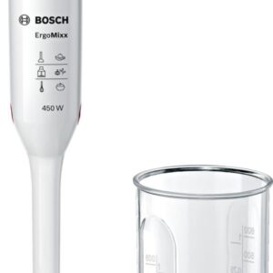 Blender Bosch MSM64010, 450 W, 1 viteza+Turbo, Alb/Rosu