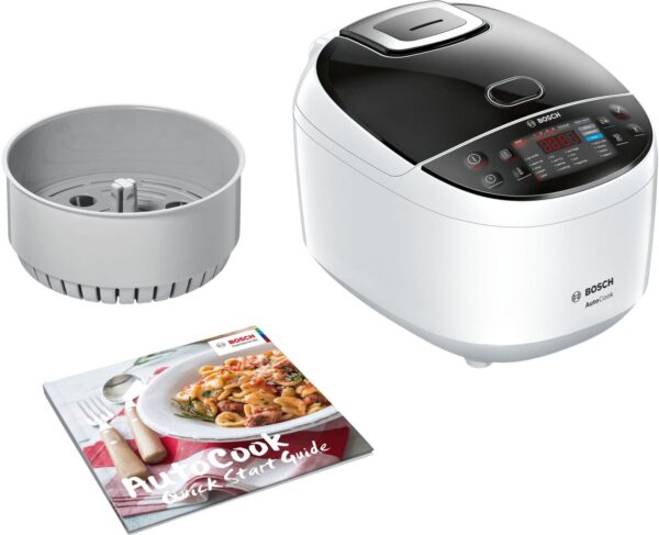 Multicooker Bosch MUC11W12, 900 W, Temperatura 40 -160 °C, Funcție de păstrare la cald, Alb