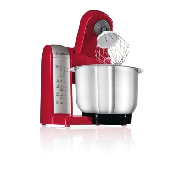 Robot de bucatarie Bosch MUM48R1, 600 W, Bol inox 3.9 l / 2kg aluat, 4 viteze, Multi-Motion-Drive, Rosu