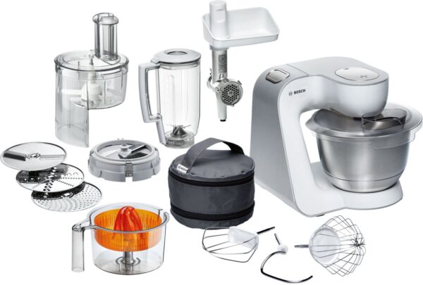 Robot de bucatarie Bosch MUM54251, 900 W, 7 viteze, Bol 3.9 l, Blender 1.25 l, Acc. tocat, Alb