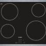 Plita incorporabila Bosch PKE645B17E, Serie 4, 60 cm, plita vitroceramica radianta, control TouchSelect, 4 zone de gatit HighSpeed, rama decor