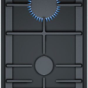 Plita incorporabila Bosch Domino PRB3A6D70, Serie 8, plita pe gaz cu tehnologie FlameSelect, 30 cm, vitroceramica, 2 arzatoare, suport vase din fonta