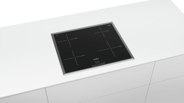 Plita incorporabila Bosch PUE645BB2E, Serie 4, 60 cm, plita vitroceramica cu inductie, control TouchSelect, 4 zone de gatit prin inductie, PowerBoost, rama design