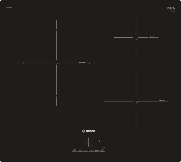 Plita incorporabila Bosch PUJ611BB1E, Serie 4, 60 cm, plita vitroceramica cu inductie, control TouchSelect, 3 zone de gatit prin inductie, PowerBoost