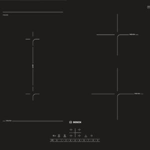 Plită incorporabilă Bosch Serie 6 PVS611FB5E, Inductie, 4 zone de gătit, Funcţie CombiZone, Funcţie PowerBoost, 17 nivele de putere, Oprire automată, Control touch, 60 cm, Sticlă ceramică neagră