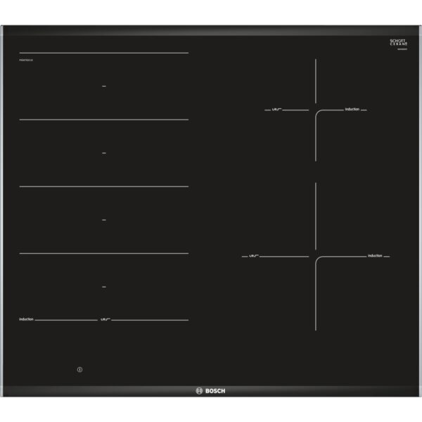 Plita incorporabila Bosch PXE675DC1E, Inductie, 4 zone, 60 cm, Negru