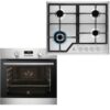 Cuptor Electrolux EOA3400AOX + Plita Electrolux KGS6436SX, 8 functii, 74l, Catalitic, 4 Arzatoare gaz, Gratare fonta, 60 cm, Inox