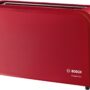 Prajitor de paine Bosch CompactClass TAT3A004, 980 W, fanta lunga, 2 felii, reglaj electronic, suport chifle integrat, Rosu