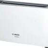 Prajitor de paine Bosch ComfortLine TAT6A001, 1090 W, fanta lunga, 2 felii, reglaj electronic, suport chifle integrat, Alb/gri