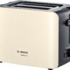 Prajitor de paine Bosch ComfortLine TAT6A117, 1090 W, compact, 2 felii, reglaj electronic, suport chifle integrat, cream/gri închis