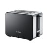 Prajitor de paine Bosch TAT7203, 1050 W, compact, 2 felii, reglaj electronic, suport chifle integrat, Inox/Negru