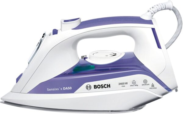 Fier de calcat Bosch Sensixx'x DA50 TDA5024010, Ceranium-Glissee, 2400 W, Alb/Albastru