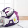 Statie de calcat Bosch ProHygienic TDS8040, 2400 W, Ceranium Glissée Pro, 7 bar, HygienicSteam, i-Temp, 120 g/ min, 3 jeturi de abur max 500 g, 1,8 lt, Calc'c clean Perfect (timer si sistem colector), culori: alb / /mov / argintiu