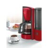 Cafetiera Bosch ComfortLine TKA6A044, 1200 W, 1.25 l, 10 cesti, cana de sticlă, Aroma+, EasyDescale3, Rosu/Antracit