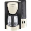 Cafetiera Bosch ComfortLine TKA6A047, 1.200 W, Vas sticla 1.25 l, 10 cesti, Aroma+, EasyDescale3, funcție auto shut-off programabilă, cream/antracit