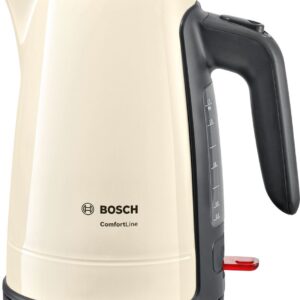 Fierbator de apa Bosch ComfortLine TWK6A017, 2400 W, Cană termoizolantă 1,7 l, Filtru anti-calcar detasabil din inox, Oprire automată, Cream/gri închis