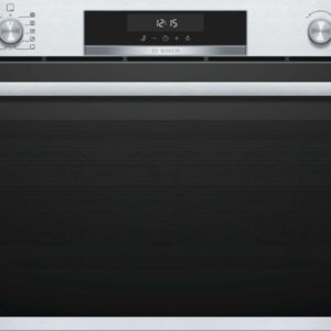 Cuptor incorporabil Bosch Serie 6 VBC5580S0, 90 cm, Electric, 85 l, Clasa A, 10 functii, Catalitic (pereti laterali, perete posterior), LCD, TouchControl si butoane retractabile, 1 suport telescopic independent, Inox