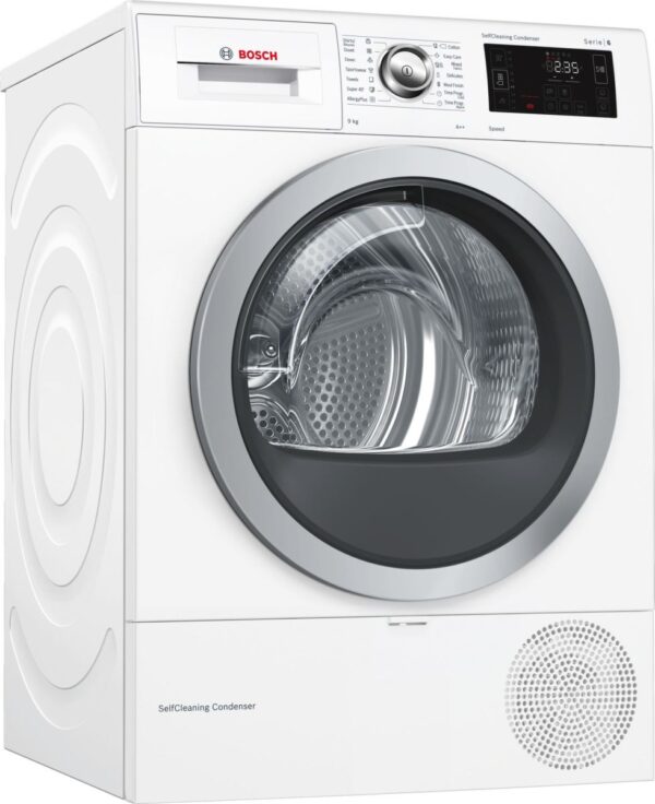 Uscator de rufe Bosch WTW8761BY, Pompa de caldura, 9 Kg, A++, SelfCleaning Condenser, Full touch LED Display, Alb