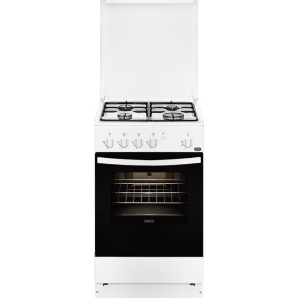 Aragaz Zanussi ZCG210T1WA, 50x50 cm; 4 arzatoare gaz; 61 litri; Aprindere electrica plita, Alb