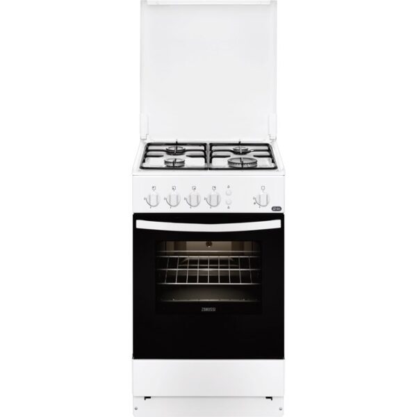 Aragaz Zanussi ZCG210U1WA, 50x50 cm; 4 arzatoare gaz; 53 litri; Aprindere electrica, Alb