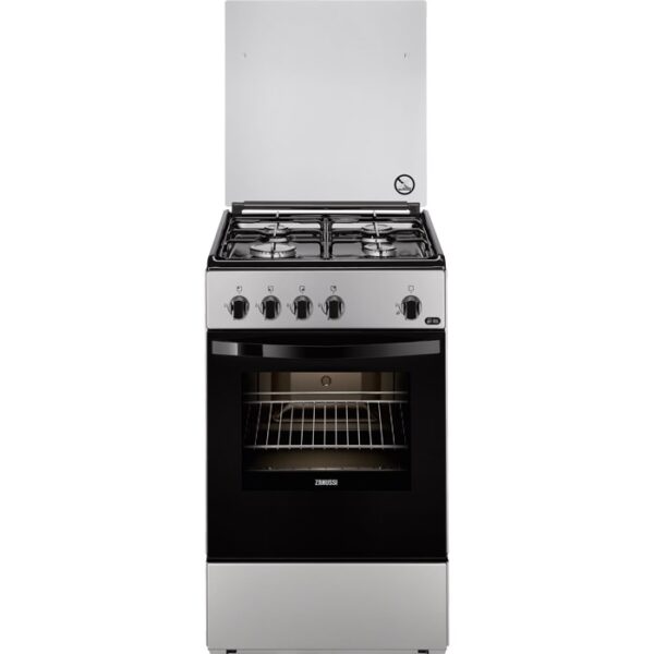 Aragaz Zanussi ZCG51041SA, Gaz, 4 arzatoare, 50x60 cm, Siguranta, Argintiu
