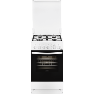 Aragaz Zanussi ZCG512G1WA, 50x60 cm; 4 arzatoare gaz; 53 litri; Timer, Aprindere electrica, Grill, Rotisor, Alb