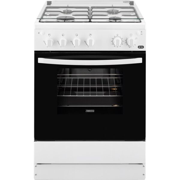 Aragaz Zanussi ZCG612H1WA, Gaz, 4 Arzatoare, Grill, Rotisor, Aprindere Electrica, 60x60 cm, Alb