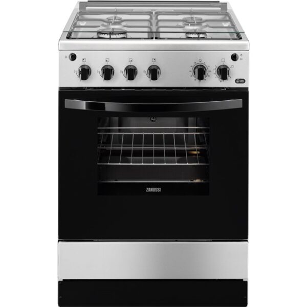 Aragaz Zanussi ZCG612H1XA, Gaz, 4 Arzatoare, Grill, Rotisor, Aprindere Electrica, 60x60 cm, Inox