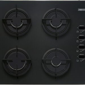 Plita incorporabila Zanussi ZGO62414BA, 4 arzatoare gaz; Aprindere electrica integrata; Control cu butoane lateral; Dispozitiv siguranta; 60 cm; Sticla neagra