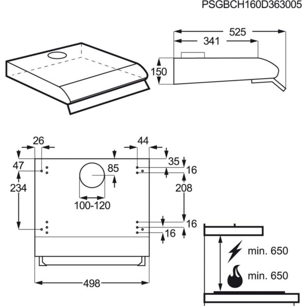 Hota Zanussi ZHT530W, Traditionala, 170 mc/h, 1 motor, 50 cm, Alb