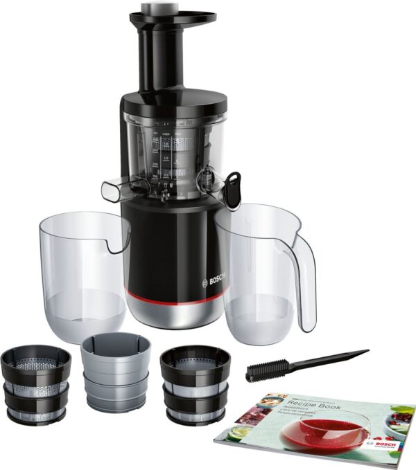 Storcator de fructe cu melc Bosch MESM731M,150W, 55 RPM, 3 filtre (fin, gros, sorbet), Negru