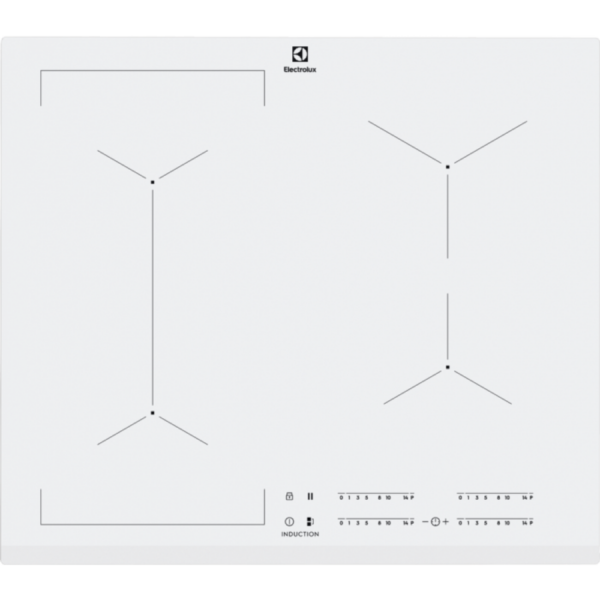 Plita incorporabila Electrolux EIV63440BW, Inductie, 4 Arzatoare, Bridge, Control touch, 60 cm, Sticla alba