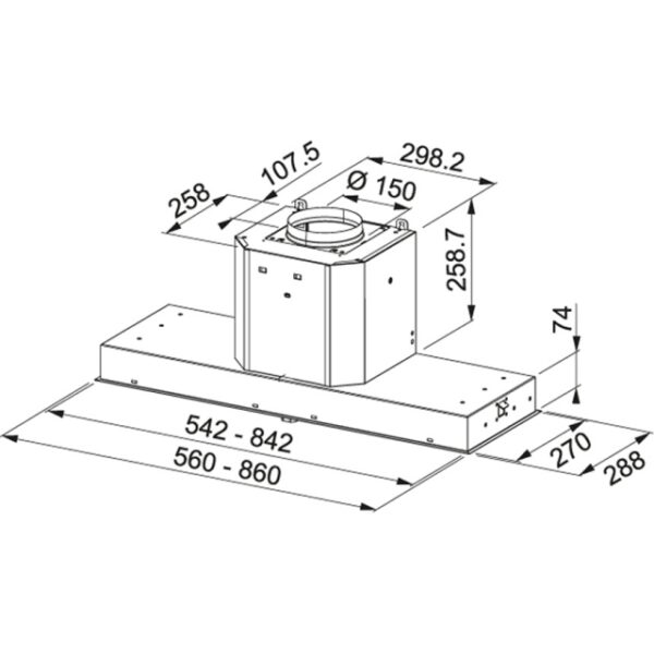 Hota Franke Mythos FMY 608 BI WH Crystallo Bianco, Caseta incorporata, Intensiv 680 m3/h, 1 motor, L 56 cm, Sticla alba