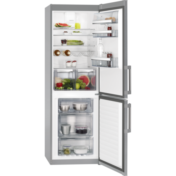 Combina frigorifica AEG RCB53426TX, No Frost Inteligent, No Frost Inteligent, 311 l, Clasa A++, Display, H 185 cm, Inox antiamprenta